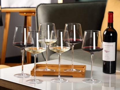 Physkoa Wine Glasses Set 6-18oz-LeadFree Wine Glass with Long Stem,Clear Stemmed Wine Glasses【HandBlown Glassware】 Crystal Wine Gifts for Women Birthday Wedding