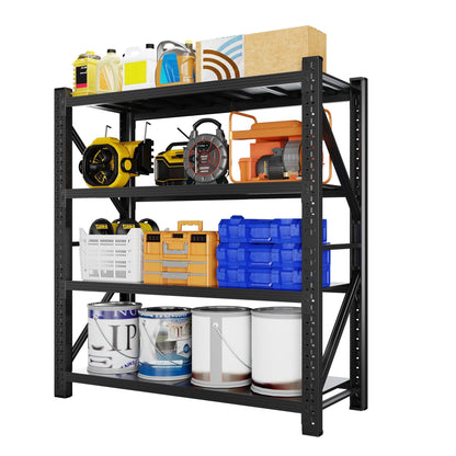 CXUZCZ 48" W Garage Shelving, 3000LBS Heavy Duty Adjustable Storage Shelf, 4 Tier Metal Shelving Uint, Storage Rack for Warehouse, Basement, Supermarket, 47.3" W x 23.7" D x 78.7" H Black