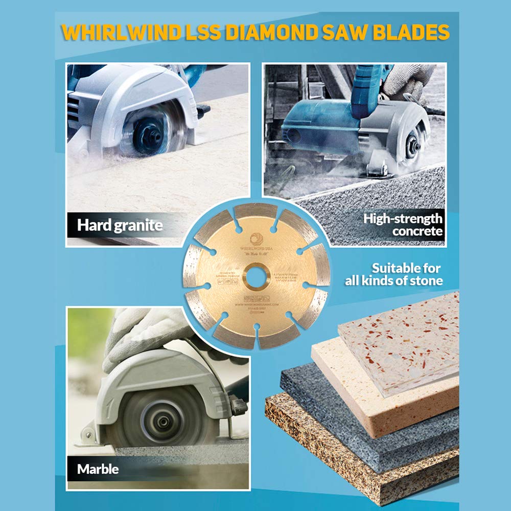 Whirlwind USA LSS 9 inch Dry or Wet Cutting General Purpose Power Saw Segmented Diamond Blades for Masonry Brick/Block Pavers Concrete Stone (9")