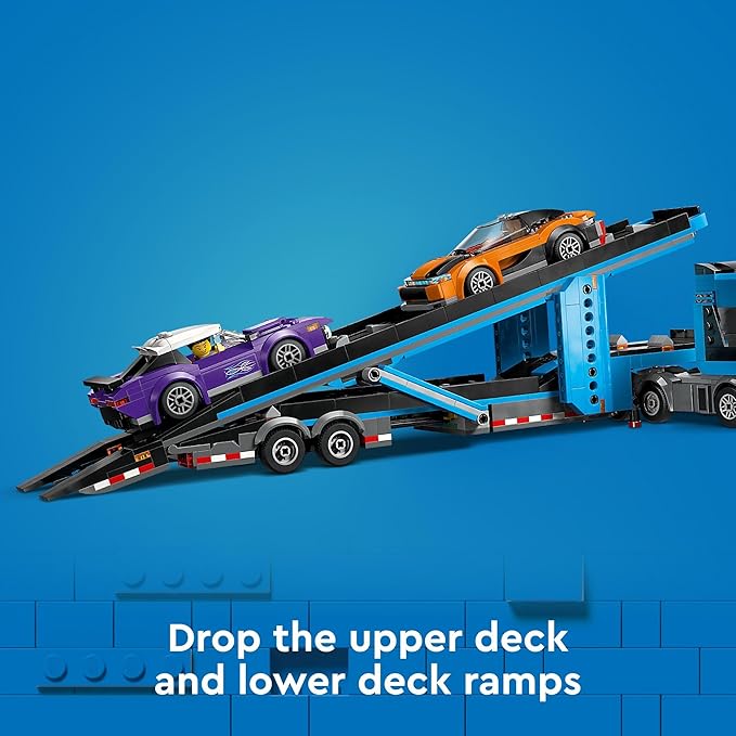 LEGO City Car Transporter Truck with Sports Cars Building Toy Set - Semi Truck Toy with Carrier &amp Trailer for Boys &amp Girls Ages 7+ - Gift Idea for Kids - 60408