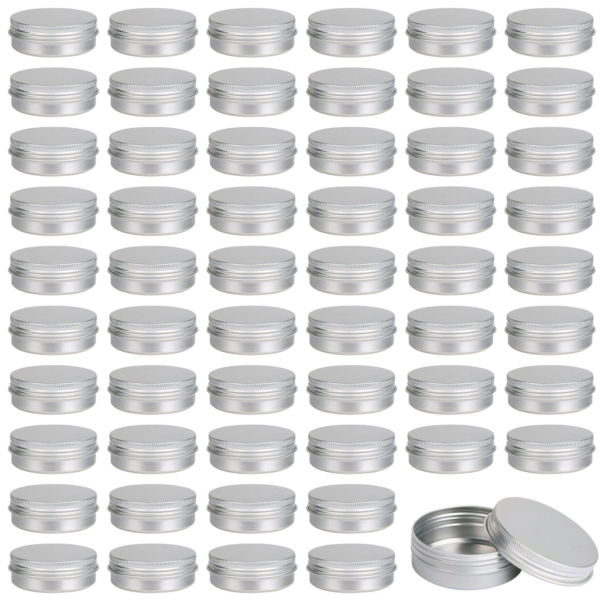 Moretoes 60 Pack Tins, 2Oz Metal Round Tins, Aluminum Tin Cans Containers with Screw Lid for Lotion Bars, Balms, Salve, Spices or Beard Balm