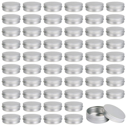 Moretoes 60 Pack Tins, 2Oz Metal Round Tins, Aluminum Tin Cans Containers with Screw Lid for Lotion Bars, Balms, Salve, Spices or Beard Balm
