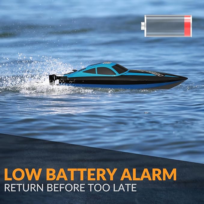 VOLANTEXRC RC Boat 20MPH Fast Remote Control Boat with Lights 2.4Ghz Toy Boat for Pools and Lakes with 2 Rechargeable Batteries Toys Gifts for Adults Blue