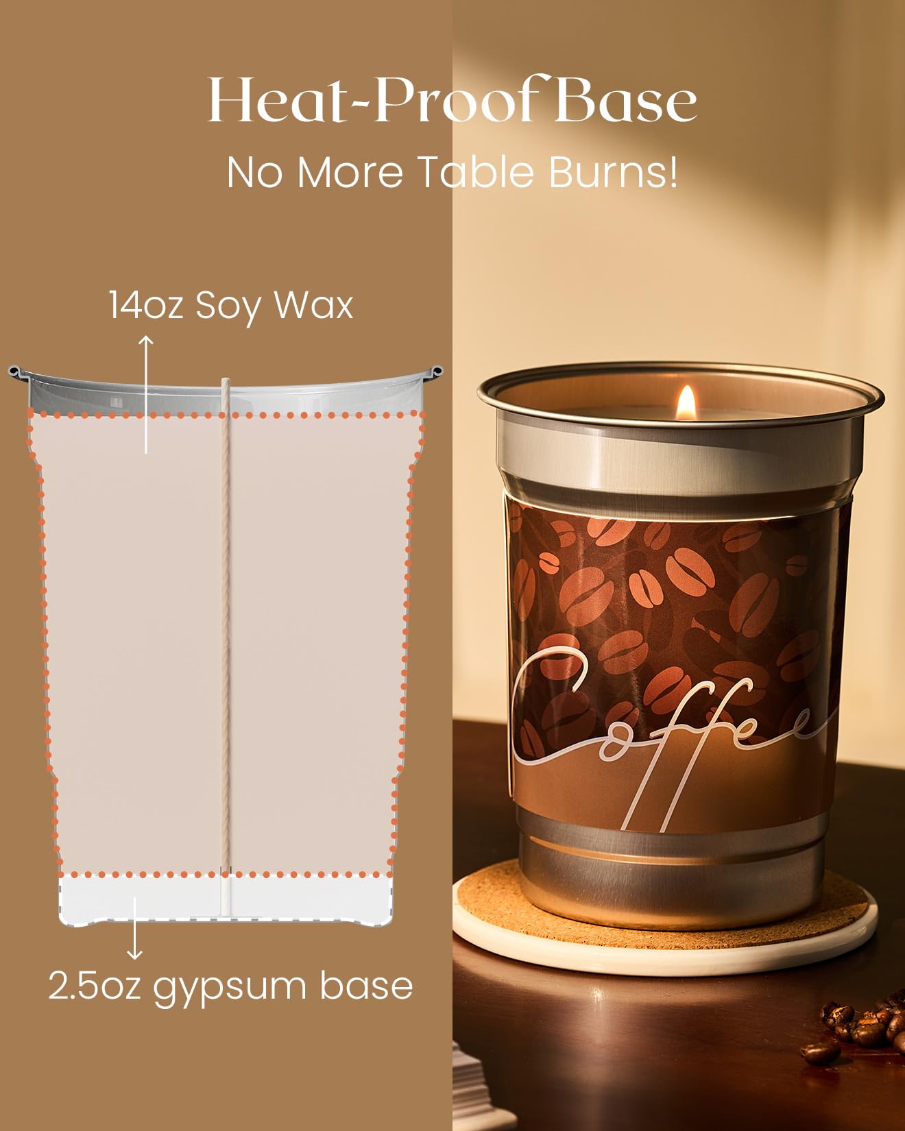 M&SENSE Caramel Macchiato Scented Coffee Candle, 16.2oz