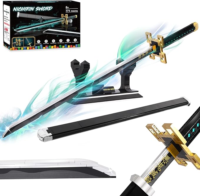 Jorumo Swords Building Sets for Adults and Kids 40in Tokitou Muichirou Sword Building with Scabbard and Stand Anime Sword Building Toy Katana Gift 771 Pcs