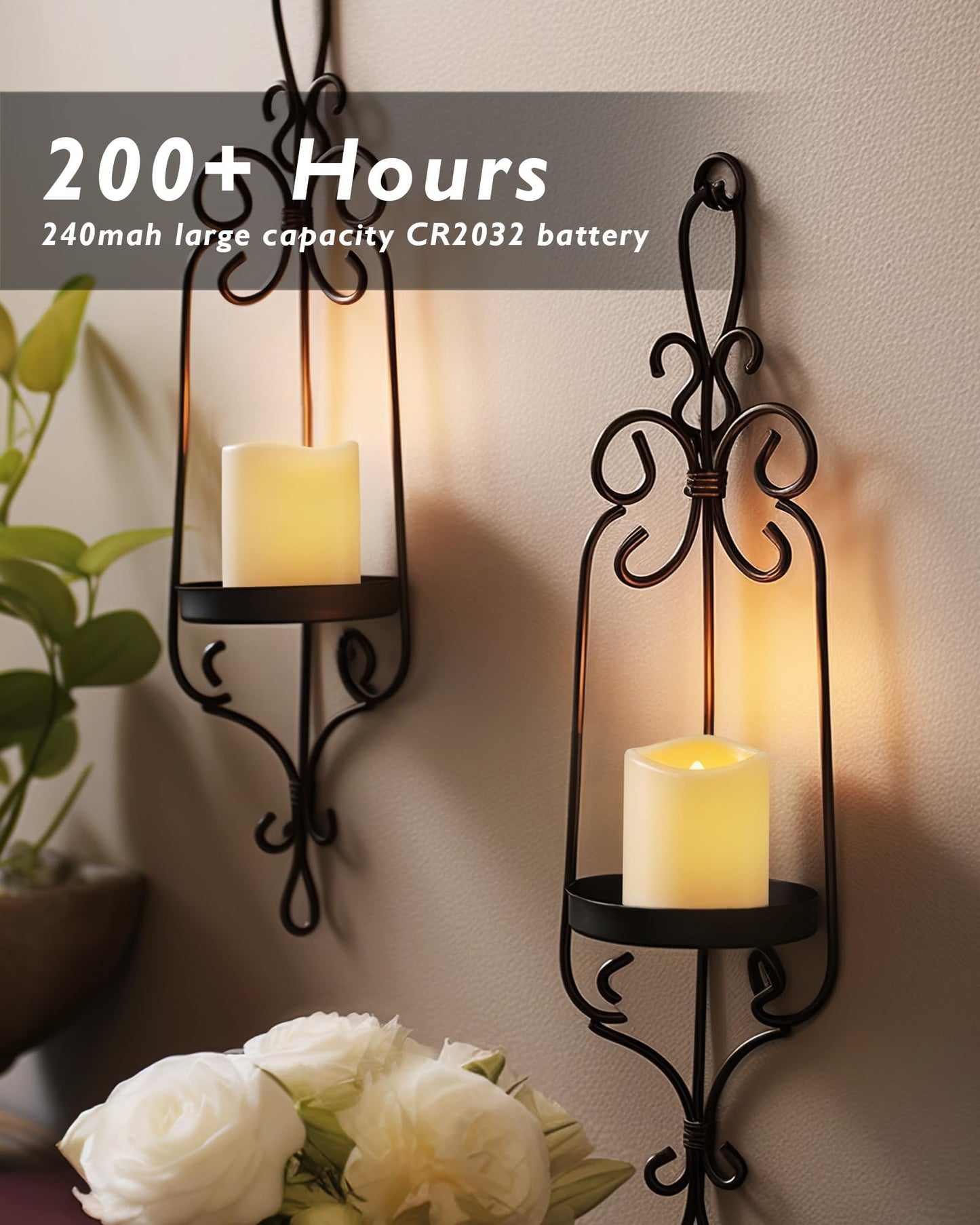 Homemory 24Pack Flickering Flameless Votive Candles for Wedding Decoration, 200+Hour Warm White Battery Operated LED Tealight, Electric Fake Candles for Party, Receptions, Halloween, Christmas