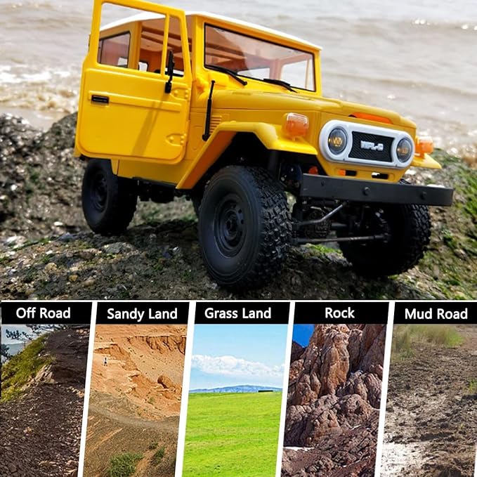 YIKESHU RC Truck Remote Control Truck 2.4Ghz 1/16 RC Crawler All Terrain Car RC Rock Crawler 4x4 WPL C34 RTR Mudding ull Scale Off Road RC Cars Realistic Vehicle Hobby RTR RC Trucks for Adult