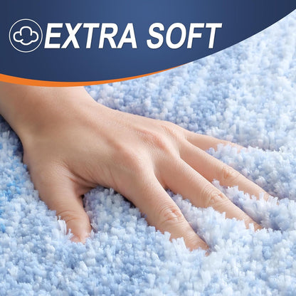 OLANLY Bathroom Runner Rug - Extra Soft Microfiber Mat with Rubber Backing | Quick Dry, Washable, Light Blue 59x20