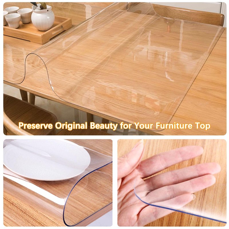 36 x 108 Inch Clear Plastic Dining Table Protector Tablecloth Desk Pad Mat Wooden Furniture Coffee End Office Conference Dinner Table Top Protection Countertop Cover Waterproof Rectangular PVC Vinyl