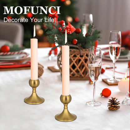 Mofunci Candlestick Holders Taper Candle Holders, Gold Candle Stick Holders Decor for Wedding Christmas Birthday Party Holiday, Short Candle Holders for Table Centerpieces Home Decor, Set of 2