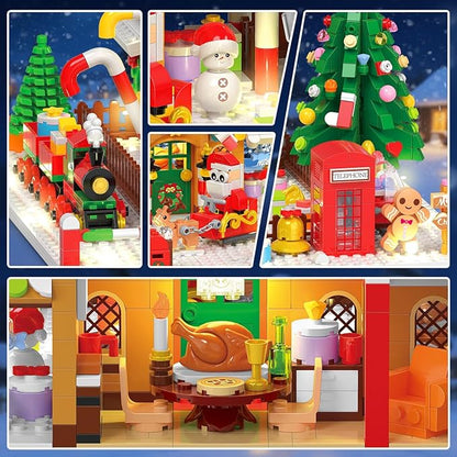 Advent Calendar 2025 Gingerbread House Mini Building Set with Lights 24 Days Christmas Countdown Building Block Kit with Xmas Tree Train Holiday Gift Toy for Adults Teens Girls Boys Ages 10+