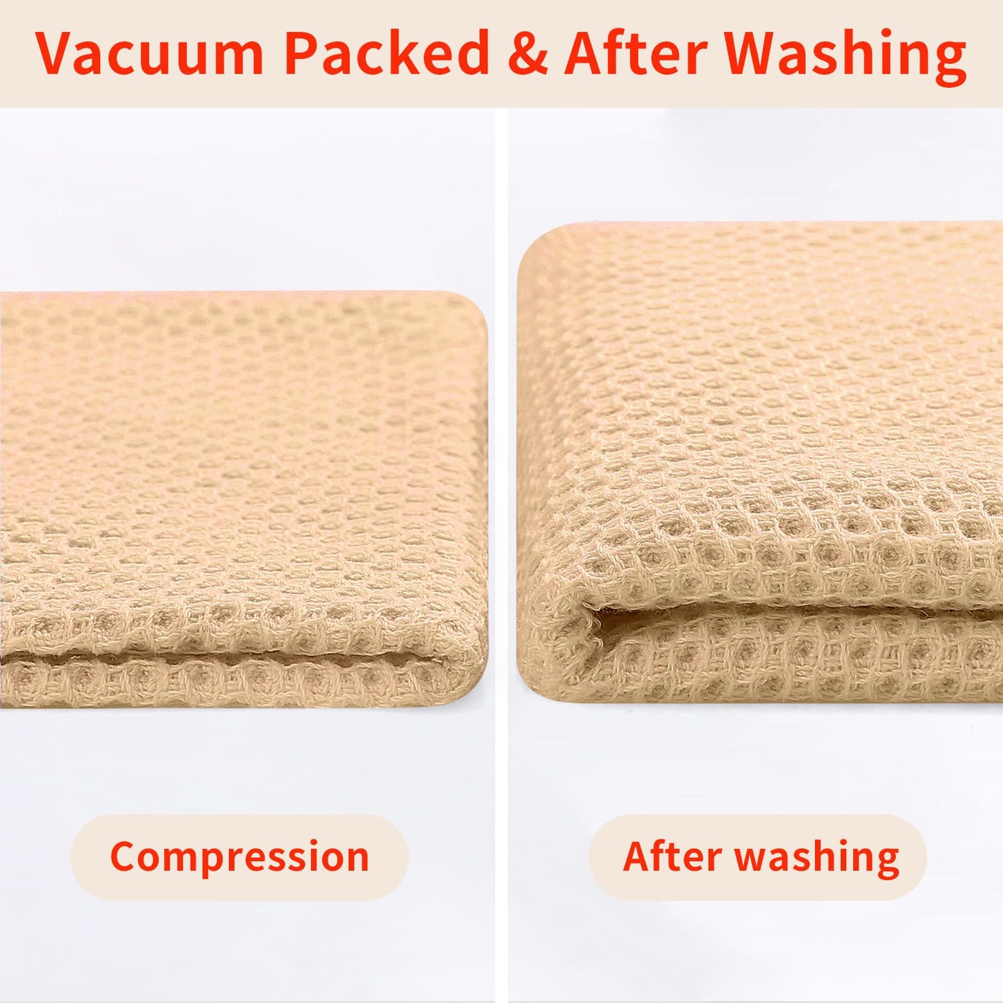 Homaxy 100% Cotton Waffle Weave Kitchen Dish Cloths, Ultra Soft Absorbent Quick Drying Dish Towels, 12 x 12 Inches, 6-Pack, Apricot