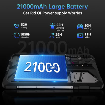 8849 Tank Pad Tablet 10.95 inch, 5G Android 14 Rugged Tablet with Projector, 32GB+512GB/(2TB Expand) IP68 Waterproof Unlocked Outdoor Tablets 21000mAh, 32MP+50MP Camera/Camping Light/WiFi/GPS/OTG