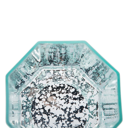 Aqua Blue Frosted Mercury Glass Octagonal Candle Holder, 4 Pack