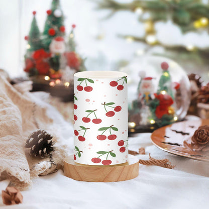 ALAZA Cherries Flickering Flameless Candles Battery Operated with Remote Timer,Tea Light Candles LED Pillar Votive Candles Set of 2 for Outdoor Indoor Decorations195