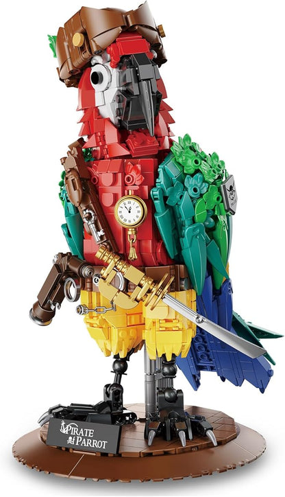 Pirate Parrot Flowers Building Set 1236PCS Parrot Creative Bird Model Home Deocr and Office Art Gift for Teens Boyfriend Adults 14+ (Compatible with Major Brand)