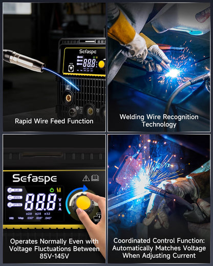 135A MIG Welder,110V 3-in-1 Flux Core Gasless MIG/Stick/Lift TIG Welding Machine with Synergic Control, Large LED Display, VRD Safety, Portable IGBT Inverter Welder for Beginners, DIY & Home Repair