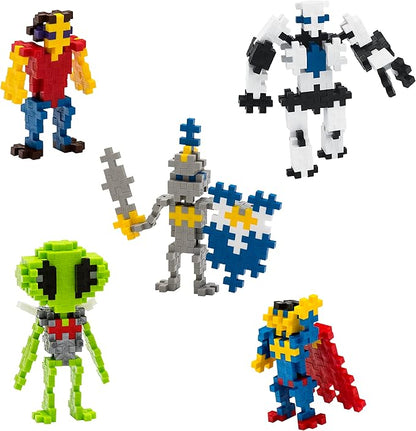 PLUS PLUS Building Block Playset Kit Themed Figures 3D Puzzle Fun Stem Toys for Kids 350 Mini Interlocking Pieces - 5 Tube Bundle Fantasy Battle