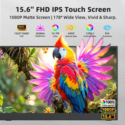 MAGICRVEN Touchscreen Portable Monitor 1080P IPS 15.6'' Touch Screen Monitor for Laptop Touch Screen Extender, USB-C HDMI External Travel Monitor Touch Display with 2-Speaker VESA for Mac PC Phone PS5