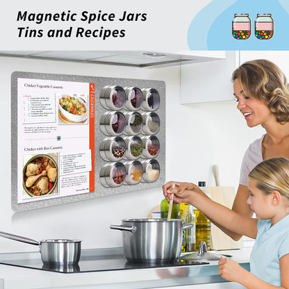 17.7" x 11.8" 2 Pack Metal Magnetic Board - Magnet Bulletin Board to Display Magnetic Letters Numbers Animal, Poetry, Spice Jars, Notes, Photos, Suitable for Wall, Refrigerator, Cubicle, Cabinet