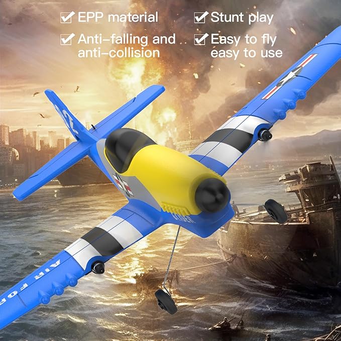 GoolRC RC Plane 3 Channel Remote Control Airplane 2.4GHz RC Aircraft Easy to Fly RC Glider Fighter with Gyro Stabilizer for Adults &amp Beginners