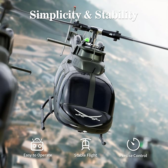 Carmanon Ultra-high Simulated RC Helicopter - 27:1 Scale Model Collectable Remote Control Helicopter with Auto-Hover for Adults Beginners Bell OH-58