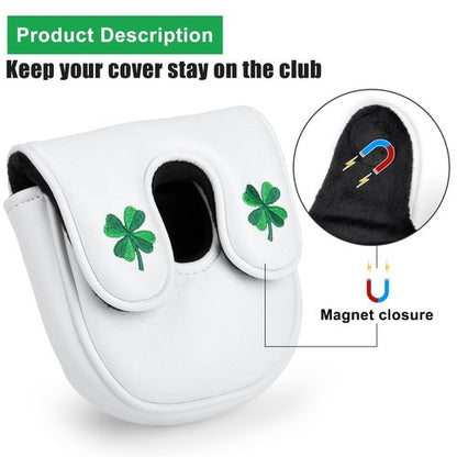 Golf Mallet Putter Head Cover, Magnetic Closure Leather Golf Headcovers Mallet Putter Cover for Golf DF3 Putter Golf Mallet Putter Cover for OZ1 MEZZ 1 MEZZ1 MAX (for DF3 Mallet Putter(Lucky Clover))