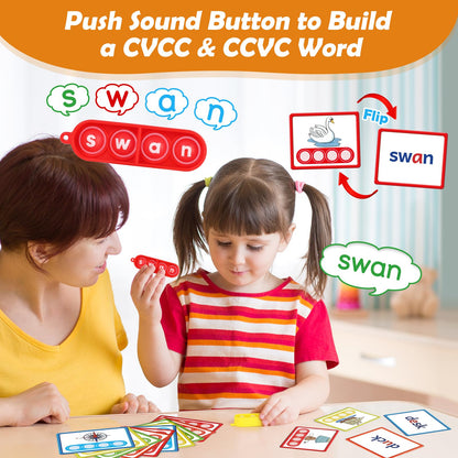 Aizweb CVCC & CCVC Word Game,Phonics Games Flash Cards for Preschool Kindergarten Classroom Supplies,Special Education Reading Manipulative Montessori Spelling Toy for Learning Activity Teacher School