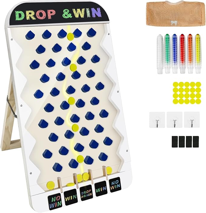 Zhenx Prize Drop Disc Game Wood Extra Large Prize Drop Board 27.8 x 15.9 Wood Disc Drop Games for Parties Trade Show Booth and Carnival Game