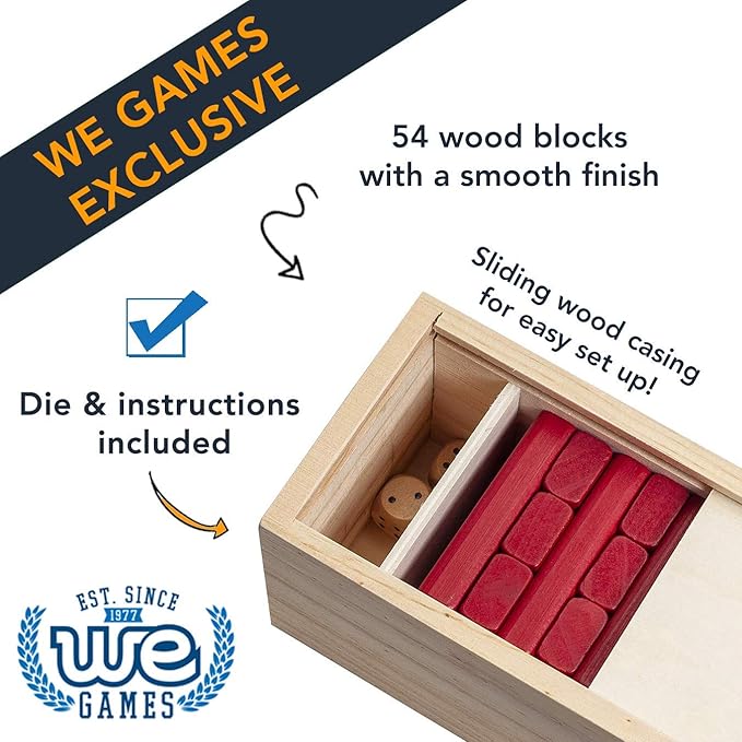 WE Games Wooden Block Stacking Party Game for Adults Tumble Tower Wedding Guest Book Alternative Tabletop Games Includes Storage Case 12 inches