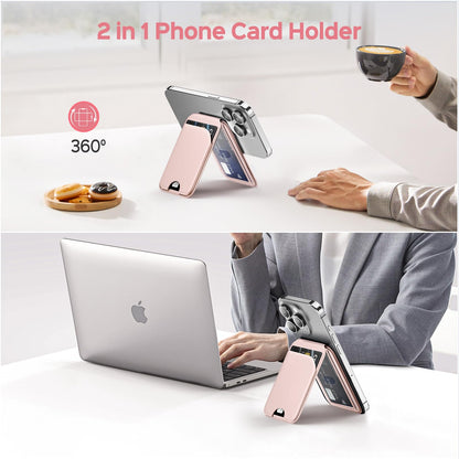 Mag-Safe Wallet Magnetic Wallet for Phone Lightweight Magnetic Phone Pouch Stand Adjustable Leather Mag-Safe Card Holder for iPhone 17/16/15/14/13/12 Series, Not for iPhone 13/12 Mini (Black)