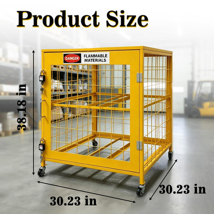WHBDDM Tank StorageCabinet,30x30x38 inch HorizontalCylinder Storage Cabinet, Gas CylinderCabinet with Yellow Powder CoatFinish