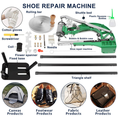 Leather Sewing Machine, Cobbler Sewing Machine, Manual Shoe Sewing Machine with Dual Cotton Nylon Line for Sewing Upsolery, Bags, Tents, Clothes, Belt and Coats