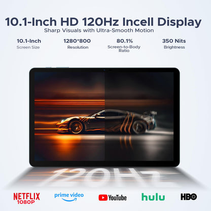 POPUX P10 PRO Android 16 Tablet, Tablet 10.1 Inch with 48GB+128GB/2TB, 120Hz Diaplay, T7250 Octa-Core, Tablet Android with 8800mAh, Widevine L1, Gemini AI, 13MP+5MP, Face ID, Keyboard, Pen, Blue