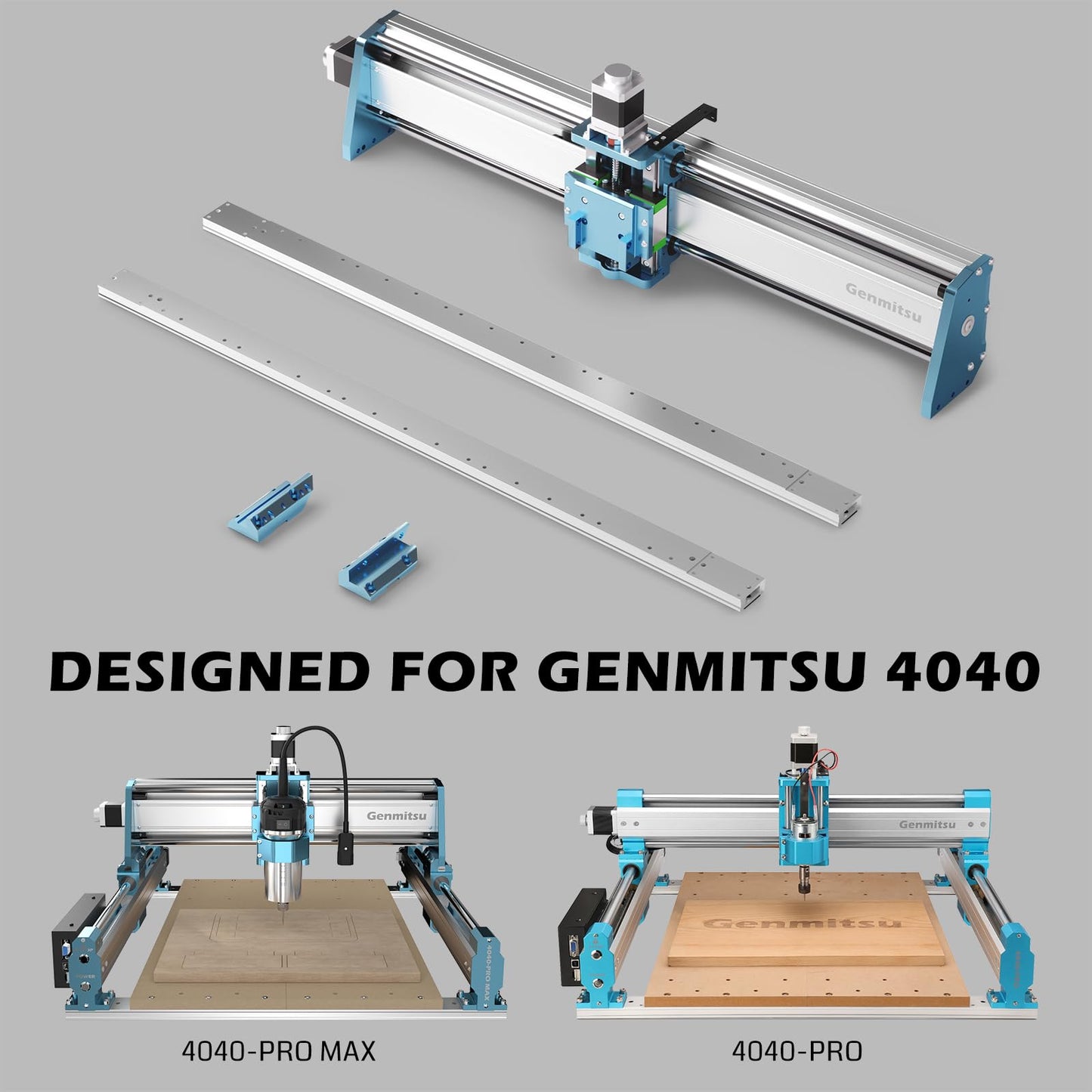 Genmitsu XZ-axis Extension Kit for 4040-PRO/4040-PRO MAX CNC Router Machine, with Linear Rails Driven, for Large Wood Engraving Carving Projects, Extend X-axis to 600mm, Upgrade 4040 to 6040/6060