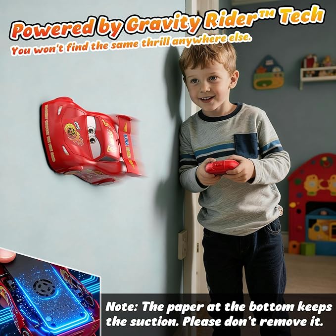 Wall Climbing RC Car Toy with Expression Stickers 360° Rotating Remote Control Stunt Car Rechargeable Toy Car for Kids Boys Girls Ages 3-12 Indoor Gift