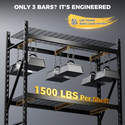 CAMMOO 61''W Storage Shelves, 6000LBS Metal Garage Shelving Unit with Magnetic Label, Upgraded Structure, Solid Steel Industrial Rack, Easy Assembly for Warehouse,Basement, 61''W x 24''D x 72''H