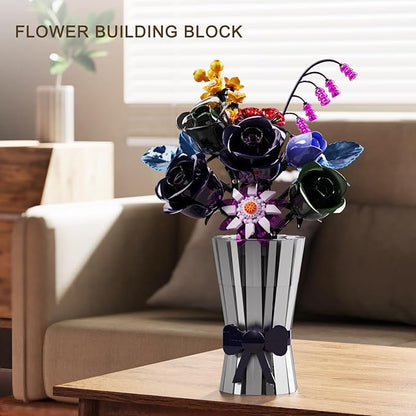 Flowers Bouquet Building Set 982 PCS Multiple Rose Botanical Collection Kit Artificial Flowers Botanical Collection DIY Unique Home&ampOffice Bonsai Decoration Gift for Valentine's Day Christmas