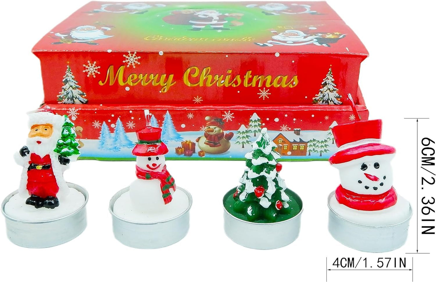 12 Pieces Tealight Candles Handmade Delicate Santa Hat Claus Christmas Tree Candle Wax Snowman Elk Pinecone House Candles for Party Wedding Spa HomeChristmas Decoration