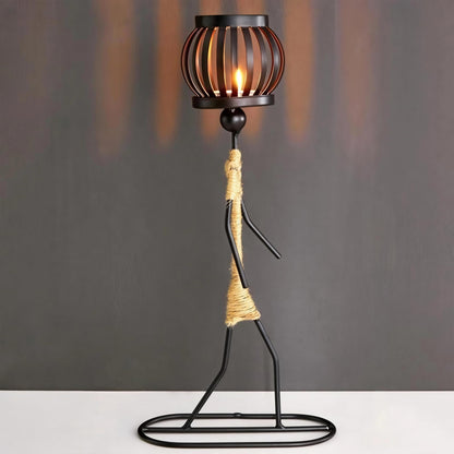 Candle Holder Decor for Centerpieces, Tea Light Candle Holder for Home, Bar, Restaurant, Hotel Dinning Table Decor, Handmade Iron Craft (Style B)