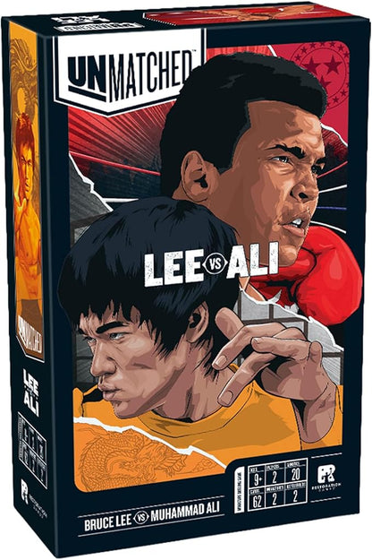 Restoration Games Unmatched Muhammad Ali vs Bruce Lee - Strategy Board Game for 2 Players - Heroes Expansion with Miniatures Unique Decks and Abilities - 20 Min Playtime - Ages 9+