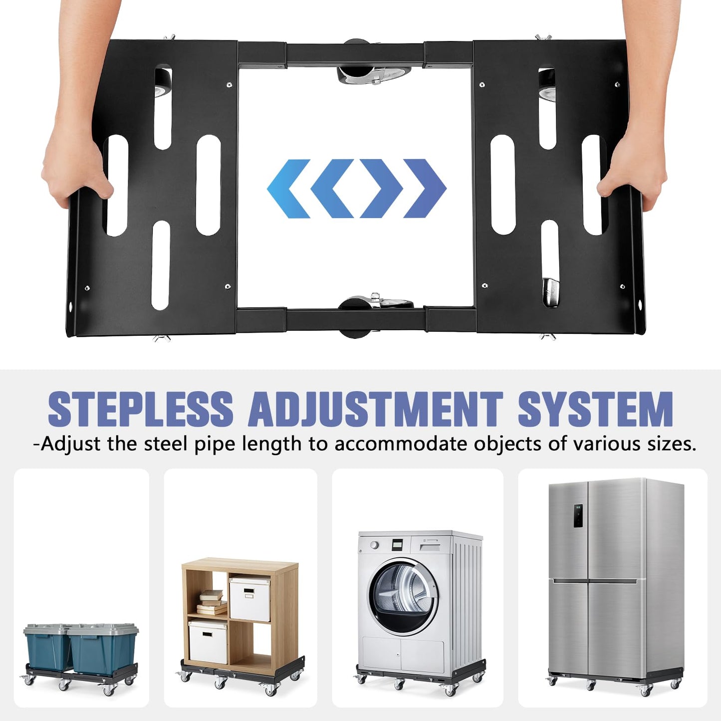KEDSUM 2000LBS Heavy Duty Moving Dolly with 6 Swivel Wheels, Furniture Dolly with 100% Thicken Steel Frame, Expandable Appliance Dolly Cart Up to 43.6" Wide, All Terrain Used for Building Materials