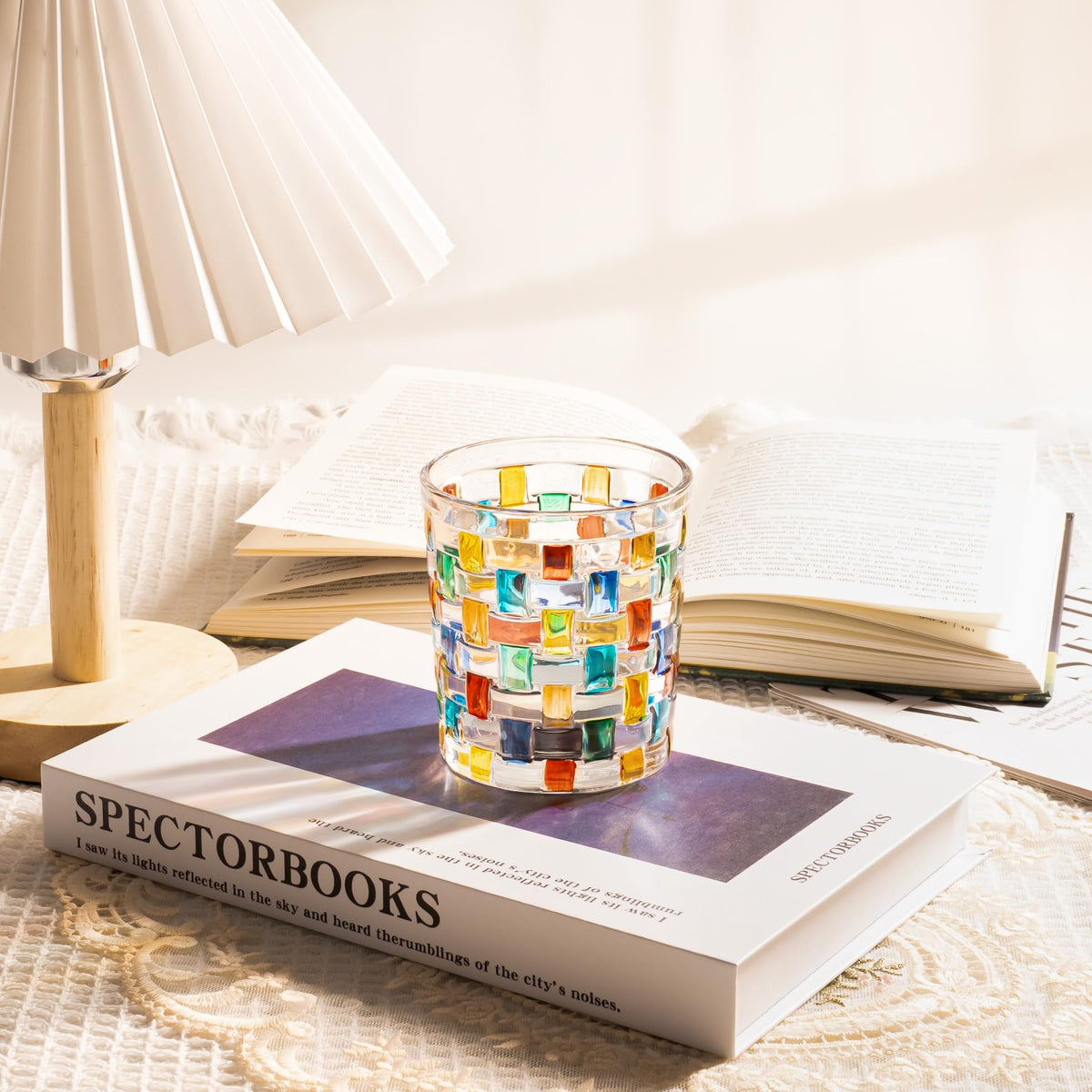 Toptime Tealight Candle Holder, Stained Glass Votive Candle Holder with Woven Pattern, Romantic Mosaic Tea Light Holder Cup for Table Centerpieces, Christmas, Birthday Party, Home Decor