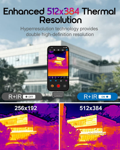 REVASRI Thermal Camera for iOS and Android, 512×384 Super IR Resolution Thermal Imaging Camera, -4℉ to 842℉ Temp Range, Compatible with USB-C iOS & Android Device
