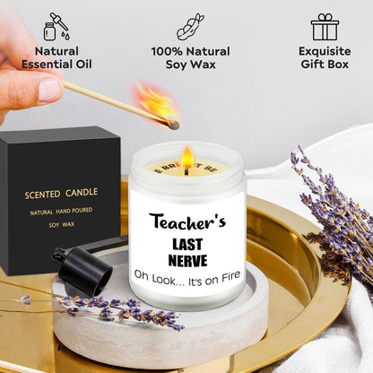 Teacher Appreciation Gifts, Teacher Appreciation Week Thank You Present, Graduation Gifts, Teacher's Last Nerve Lavender Scented Candle, Teacher Holiday Christmas Thanksgiving Present from Students