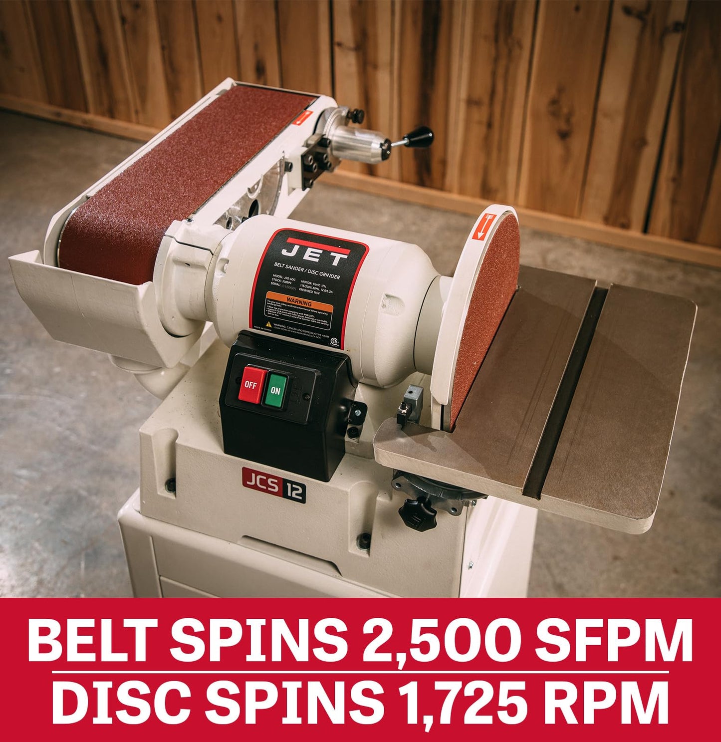 JET Benchtop 6" x 48" Belt & 12" Disc Sander, 1-1/2 HP, 115/230V 1Ph (JSG-6DC)
