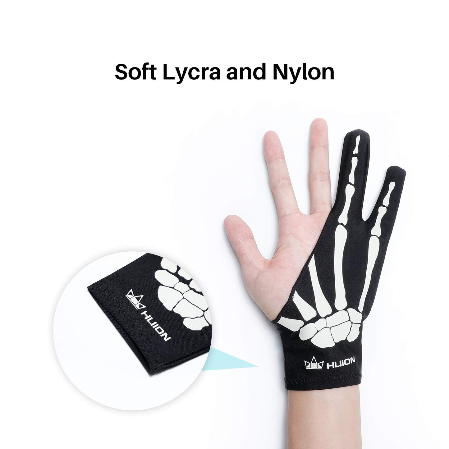 HUION Skeleton Artist Glove for Graphic Drawing Tablet Pad Monitor Painting, Paper Sketching, Suitable for Left and Right Hand
