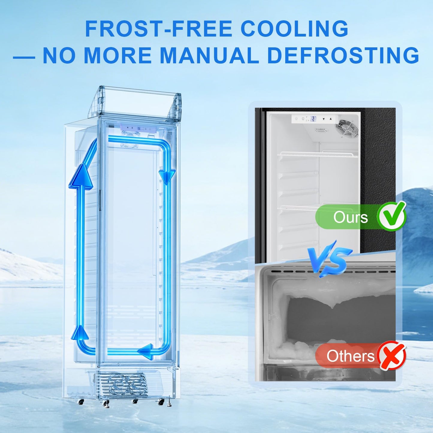 Antarctic Star Outdoor Beverage Refrigerator, 9 Cu. Ft. Glass Door Drink Fridge, Commercial Display Refrigerator with 4 Adjustable Shelves, for Shops, Restaurants, Bars