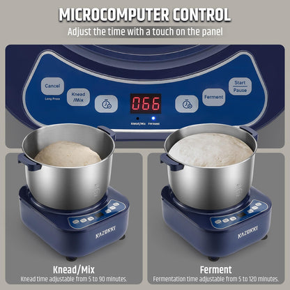 Razorri Electric Dough Maker, 5L 4.5QT Household Dough Mixer with Ferment Function, Microcomputer Timer, Stuffing Blade & Stainless Steel Bowl for Bread, Pizza, Noodles, Dumplings