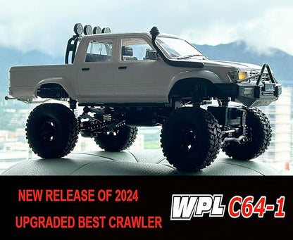 RC Rock Crawler RC Truck 4x4 WPL C64-1 RC Crawler Off Road 1/16 Remote Control Truck Proportional Throttle Steering RTR Upgraded Chassis Axle Mounted Servo Counter Rotating Gearbox for Adult